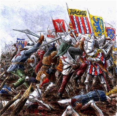 De Slag bij Agincourt; Engelse Longbowmans en Franse Ridders in een Bloedig Gevecht